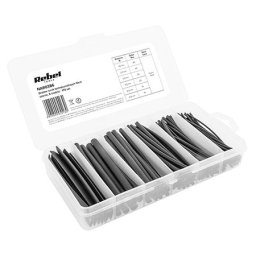 Set tuburi termocontractabile negre 10 cm, 170 bucati, fara halogeni Rebel