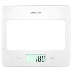 Cantar de bucatarie Sencor din sticla securizata, alb, 5 kg, precizie 1 g