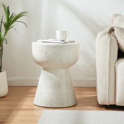Masa laterala alba Oulvepijanse 51xØ40 cm din beton usor