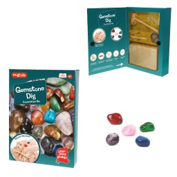 Kit geologic pentru copii cu 5 pietre pretioase si accesorii de excavare