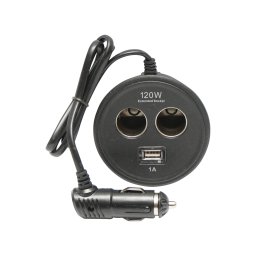 Adaptor triplu bricheta auto pentru suport pahar, cu USB si cablu 1 m