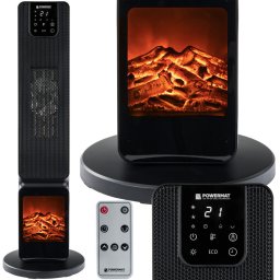 Semineu electric ceramic Powermat 2500W cu efect flacara si ECO