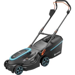 GARDENA Cordless Lawnmower PowerMax 37/36V P4A Ready-To-Use Set, 36V (2x18V) (black/grey, 2x Li-Ion battery 4.0Ah, POWER FOR ALL ALLIANCE)