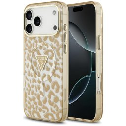 Husa Husa pentru iPhone 17 Pro Max - Guess Leopard Glitter MagSafe (GUHMP17XHLEGTGLW) - Brown
