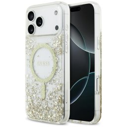 Husa Husa pentru iPhone 17 Pro Max - Guess Resin Bottom Glitter MagSafe (GUHMP17XRGRGED) - Gold
