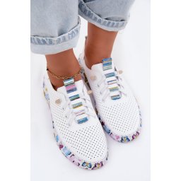 Mocasini din piele pentru femei cu talpă cu model