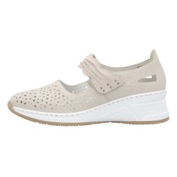 Pantofi dama, Rieker, N4382-60-Bej, casual, piele naturala, perforati, cu platforma, bej (Marime: 39)