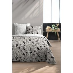 Lenjerie Surya Pat Dublu King Size, 3 Piese, Cearsaf Pilota 260x240cm, 2 Fete De Perna 63×63cm, Culoare Negru, 100% Bumbac Oeko Tex