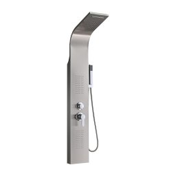 Panou de dus Leziter Midi cu hidromasaj, inox, 143 cm, cu cascada si dus de mana