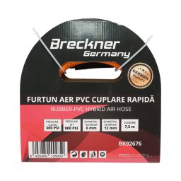 Furtun aer compresor 7,5 m din PVC cu cuplare rapida universala Breckner