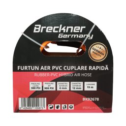 Furtun aer compresor 15 m din PVC cu cuplare rapida universala Breckner