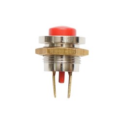 Buton pornire metalic rosu cu revenire, 16 mm, 12-24V DC / 125-250V AC