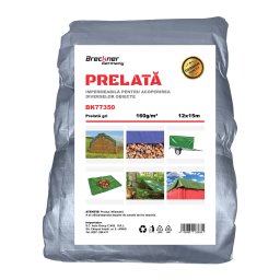Prelata impermeabila gri 12x15 m, 160 g/mp, cu ochiuri Breckner Germany
