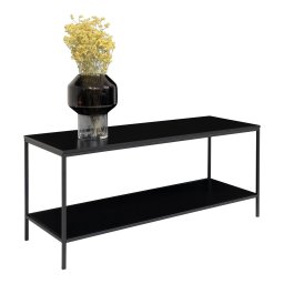 Comoda TV House Nordic Vita, metal negru, 2 rafturi, 100x36x45 cm