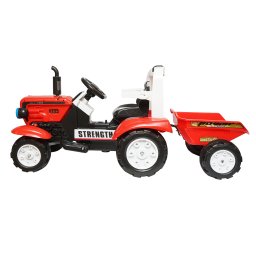Tractor electric pentru copii cu remorca si baterie 6V, rosu, 3-6 ani