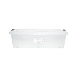 Cutie de depozitare 40L din plastic transparent, cu capac si roti
