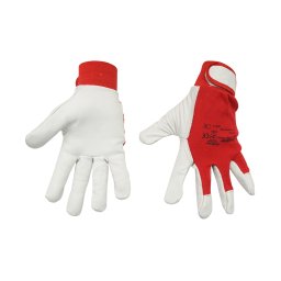 Manusi de lucru din piele de capra alb-rosu, marimea 9