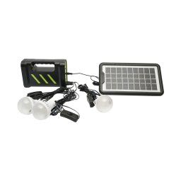 Kit iluminat solar LED portabil cu 3 becuri, proiector si USB GD-12