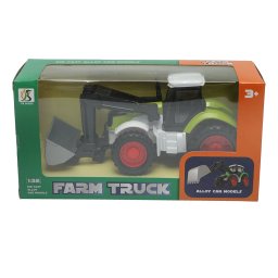 Tractor de jucarie verde cu cupa frontala, 17,5 cm, pentru copii 3+ ani