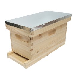 Stup orizontal din lemn pentru albine, 5 rame, capac metalic