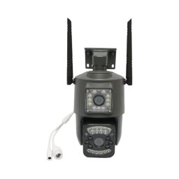 Camera de supraveghere lentila duala WIFI 2.4GHz, P2P 1080P, senzor miscare, detectie umana, night vision, PTZ rotativa 355 grade, aplicatie V380 Pro