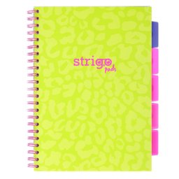 Caiet cu spirala si separatoare, STRIGO PADS Project Book Neon, A4, Dictando