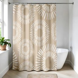 PERDEA DUȘ 180X200 CM DESIGN SPIRALE – CREM