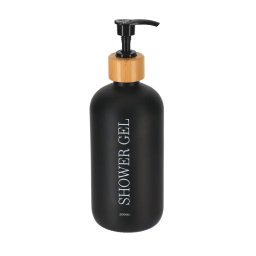 Dispenser Gel Duș 500Ml Sticlă/ Bambus – Negru Mat