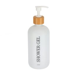 Dispenser Gel Duș 500Ml Sticlă/ Bambus – Alb Mat