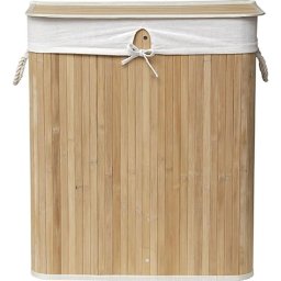 Coș Rufe Bambus 2 Compartimente Cu Capac 41X27X65,5 Cm – Bamboo / In Organizatoare Baie