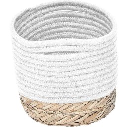 Coș Rufe Bumbac / Iarba De Mare 25X20X16 Cm – Alb / Natural Organizatoare Baie
