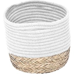 Coș Rufe Bumbac / Iarba De Mare 30X22X17 Cm – Alb / Natural Organizatoare Baie