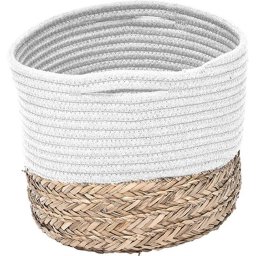 Coș Rufe Bumbac / Iarba De Mare 32X25X20 Cm – Alb / Natural Organizatoare Baie