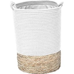 Coș Rufe Mic Bumbac / Iarba De Mare 33,5X45 Cm – Alb / Natural Organizatoare Baie