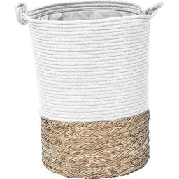 Coș Rufe Mare Bumbac / Iarba De Mare 37X50 Cm – Alb / Natural Organizatoare Baie