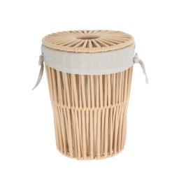 Coș Rufe Mic Cu Capac Efect Sfoară Poliester / Bumbac 25X32 Cm – Bej Organizatoare Baie