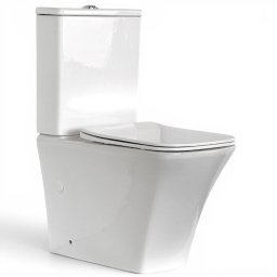 Set vas WC stativ, Aria Square Cleanmann, Rimless, Back to Wall, si capac WC Aria Slim duroplast antibacterian, Soft Close, demontare rapida,
