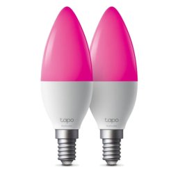 Bec inteligent TP-Link Tapo L430C 2 Pack, multicolor, B38, E14, 470 lm, 2500K-6500K, WiFi 2.4GHz, Bluetooth, 4.8W