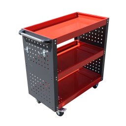 Carucior metalic pentru scule cu roti, 3 rafturi si suporti unelte 670x370x730 mm