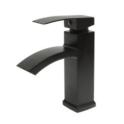 Baterie pentru lavoar tip cascada, monocomanda, negru mat, din aliaj de zinc