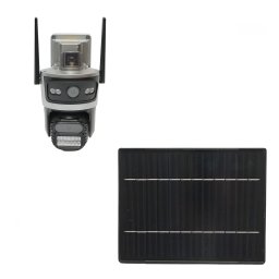 Camera supraveghere lentila duala 4 MP, cartela sim 4G cu panou solar 7.6W, baterie 18650 incarcare rapida, rotativa 360 grade PTZ cu senzor de miscare, detectie umana PIR, alarma, night vision si aplicatie iCSee