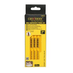 Set 12 creioane ovale pentru tamplarie 178 mm, galbene, Crownman