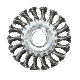 Disc perie sarma circulara 100x22.23mm cu fir otel rasucit 0.5mm pentru debavurare fier, alama, vopsea, depuneri metalice Crownman