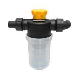Filtru erbicidator transparent cu sita si valva de autocuratare, racord 38 mm