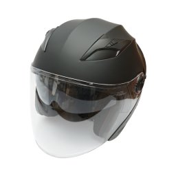 Casca moto jet neagra XL cu viziera transparenta si ochelari soare