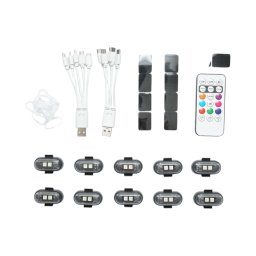 Set 10 lampi LED RGB stroboscopice cu telecomanda, USB-C, IP65