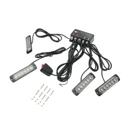 Set 4 lampi LED stroboscopice galbene 24W, 12-24V, cu unitate de control
