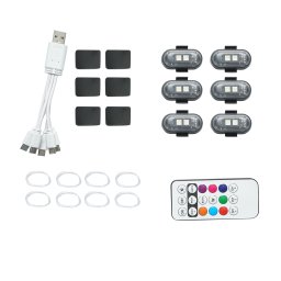 Set 6 lampi LED RGB stroboscopice cu telecomanda, 8 culori, USB-C, IP65