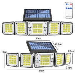 Lampa LED solara de exterior cu telecomanda, IP65 si baterie reincarcabila