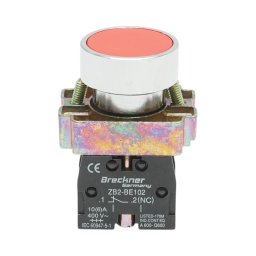 Buton de comanda metalic rosu cu revenire 1NC, 400V/10A, LAY5 Breckner